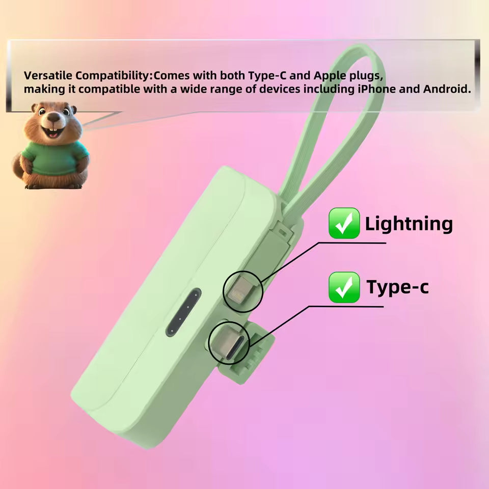 Mini Power Bank with Lanyard USB-C